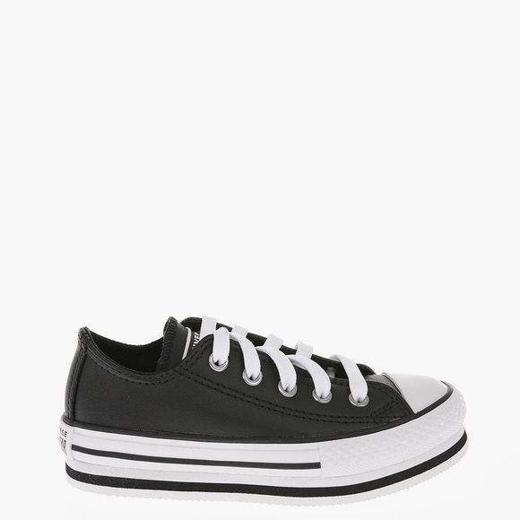 NWOT CONVERSE KIDS CHUCK TAYLOR ALL STAR 4CM LEATHER PLATFORM SNEAKERS SIZE 12 - Picture 2 of 8